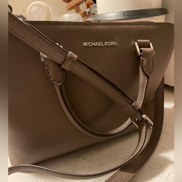 Michael Kora Savannah saffiano medium satchel bag cinder*Autherntic* - Picture 4 of 5